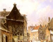 阿德里亚努斯 埃沃森 : A Village Street Scene in Winter